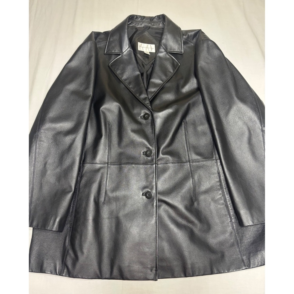 Worthington Black Genuine Leather Blazer Jacket Womens 3X Nappa Leather Coat